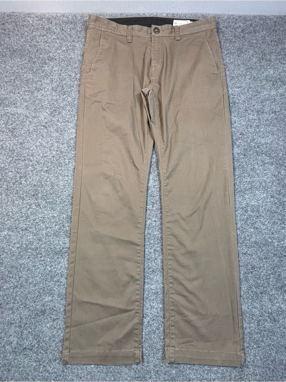 Volcom Frickin Modern Stretch Chino Pants Mens 34 Brown Khaki Skate Repreve - Picture 2 of 16